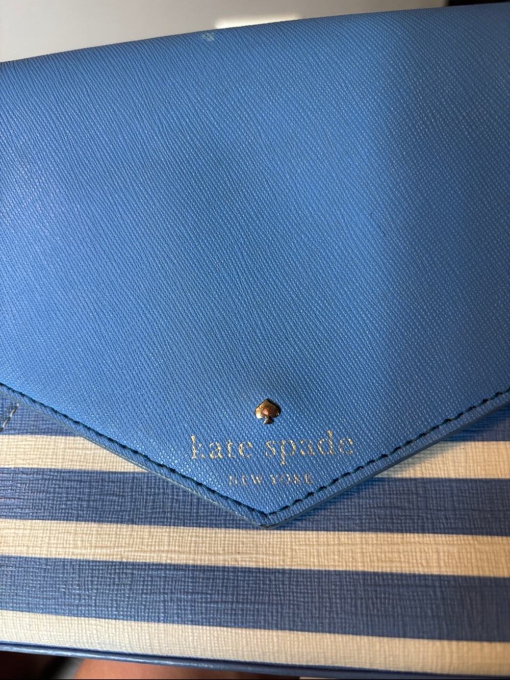kate spade Blue and White Striped Envelope Crossbody - Picture 2 of 7